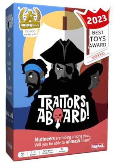 SAVANA Traitors Aboard Award Winning Secret Identity Party Game Fun Bluffing and Betrayal Easy to Learn 15Minute Round Popular Games for 38 Players Ages 10