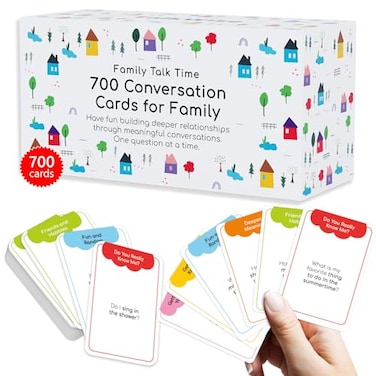 TALKWISE 700 Family Conversation Cards Fun Conversation Starters for Families Play Dinner Table Games Family Talking Cards ColorCoded Across 6 Topics Take Anywhere