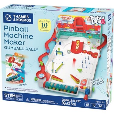 ThamesKosmos Thames Kosmos Pinball Machine Maker STEM Experiment Kit Toy of the Year Finalist Gumball Rally l Explore Physics Force Motion Gravity Simple Machines