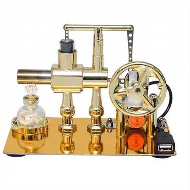 Pktiugf Hot Air Stirling Engine Motor ModelStirling Engine Kit SingleCylinder Metal Stirling Engine External Combustion Engine MotorDIY Hot Air Engine Gift of Air for Desktop EducationalToy Gold