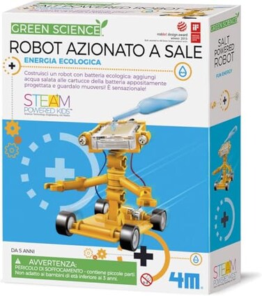 4M Toysmith Green Science Salt Water Powered Robot Kit STEAM Powered Kids Beach Toy For Boys Girls 5