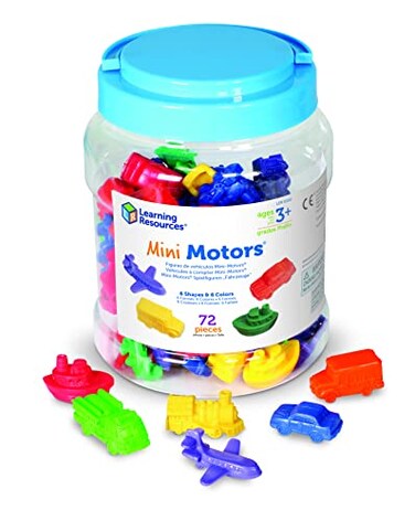 Learning Resources Mini Motors Counting and Sorting Fun Set 72 Pieces Ages 3 Car Counters for Kids Preschool Math Counters Math for Preschoolers