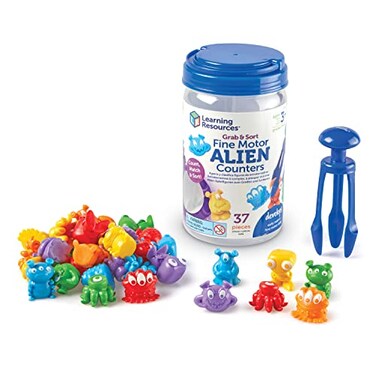 Learning Resources Grab Sort Fine Motor Alien Counters 37 Pieces Ages 3 Toddler Learning Toys Math Counters for Kids STEM Toys for Kids Preschool Must Haves Math Manipulatives