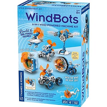 ThamesKosmos Thames Kosmos WindBots 6in1 Engineering STEM Kit Build 6 WindPowered Bots No BatteriesElectricity Required Explore Wind Technology Gear Ratios More FullColor Manual Experiment Guide