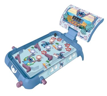 Lexibook Disney Stitch Electronic Table Pinball Action and Reflex Game for Children and Family LCD Screen Light and Sound Effects Blue JG610D Small