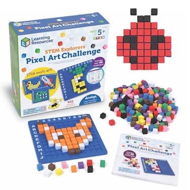Learning Resources STEM Explorers Pixel Art Challenge Science Kits STEM Activities for Kids Pattern Blocks Fine Motor Skills Math Manipulatives Sorting and Counting Gifts for Boys and Girls