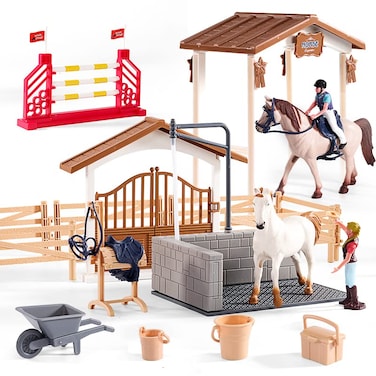 Peagprav Peagrav Horse Stable Playset with Rider Horses Toy Figures for Boys Girls Ages 38