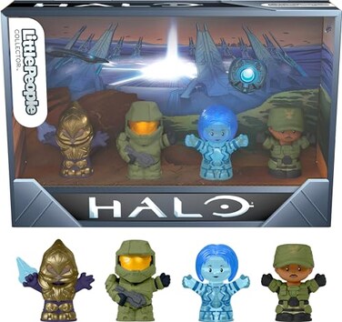 Little People Collector Halo Video Game Special Edition Set for Adults Fans 4 Character Figures in Display Gift Box