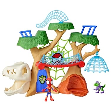Spidey and his Amazing Friends Marvel Spidey and His Amazing Friends DinoWebs Treehouse Playset SpiderMan Goblin Raptor 4InchScale Action Figure Set Ages 3 Up