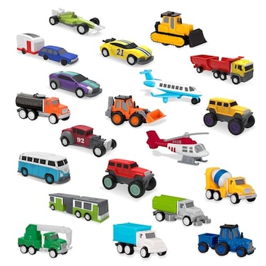 Driven by Battat 20Pack Pocket Fleet Mini Toy Vehicles Includes Camper Van Cement Mixer Monster Truck Race Car More Durable Car Playset for Kids Ages 3