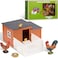 Skylety 9 Pieces Easter Chicken Figurine Chicken Model Playset Farm Action Figures Fences Around Building Blocks Farm Coop Set Birthday Party Present Animal Christmas Easter Gift