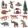 BLAPNK Realistic Prehistoric Animal and Primitive Figurines Moodel Toy 12 Pcs Ancient Smilodon Mammoth Human Figures Collection Playset Educational Toy Christmas Birthday Gift