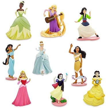 Disney Store Official Princess Deluxe Figurine Play Set 9 Fully Sculpted Disney Figures with Attached Bases Includes Rapunzel Cinderella Aurora More Comes in Scenic Display Packaging