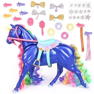 Sunny Days Entertainment GlamRRanch Midnight Rainbow Rainbow Sparkle Unicorn with Accessories
