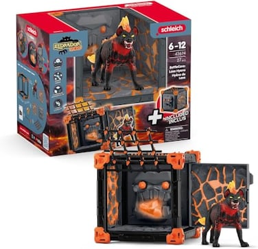 Schleich Eldrador Creatures 27 PC Lava Battle Cave with Dog Toy Playset Hell Hound Figurine Set for Boys and Girls with Expandable Fortress Interactive Imaginative Play for Kids Ages 7 42674