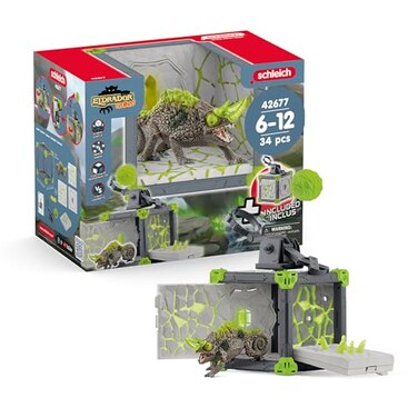 Schleich Eldrador Creatures 34 PC Stone Battle Cave with Chameleon Toy Playset Lizard Figurine for Boys and Girls with Expandable Fortress Interactive Imaginative Play for Kids Ages 7 42676