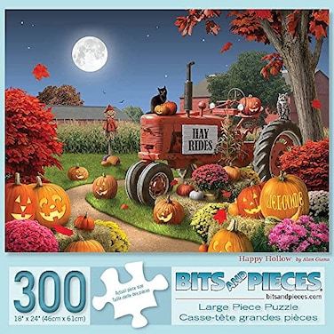 Bits and Pieces Large 300 Piece Jigsaw Puzzle for Adults Happy Hollow Halloween Jigsaw Puzzle by Artist Alan Giana Completed Puzzle Size 18 x 24