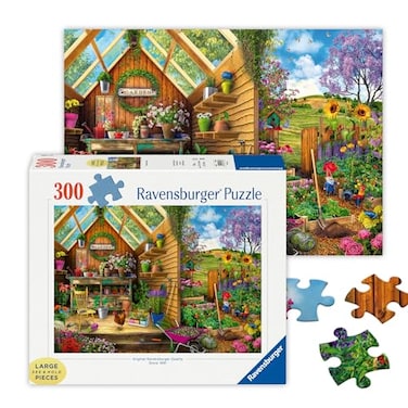 Ravensburger Gardeners Getaway 300 Piece Large Format Jigsaw Puzzle Bright and Vivid Gardeners Dream with Gnomes More Frameable Premium Quality Puzzles for Adults