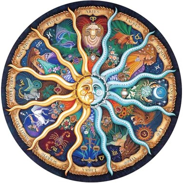 XWFXZRO Zodiac Puzzles for Adults 1000 Pieces Round Horoscope Astrology Jigsaw Puzzle Challenging Difficult Mandala Constellation Puzzle for Adults 267 Inch
