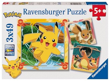 Ravensburger Pokmon Puzzles Pack Of 3 Puzzle 5 Years Or Over Gifts for 5 Year Old Children 3 X 49 Pieces Kids Puzzles 21 X 21 Cm Ravensburger Puzzle