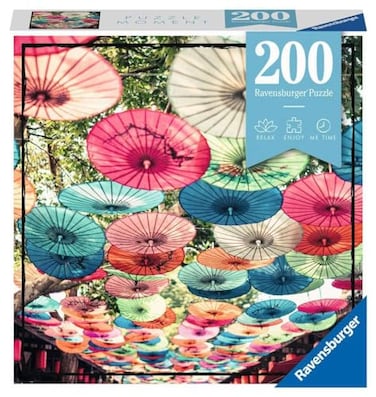 Ravensburger Puzzle Moment Umbrellas 200 Piece Jigsaw Puzzle for Kids Adults Unique Perfect Interlock Vibrant GlareFree Design Made with FSCCertified Wood Quality Entertainment Time
