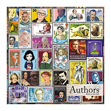 Re-Marks Remarks Famous Authors PostageStamp Collage Puzzle 1000 Piece Jigsaw Puzzle for All Ages