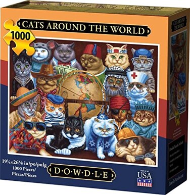D&Acirc;&middot;O&Acirc;&middot;W&Acirc;&middot;D&Acirc;&middot;L&Acirc;&middot;E Dowdle Folk Art Cats Around The World Puzzle 1000 Piece