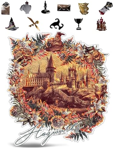 CRAFTHUB Harry Potter Puzzle A3 Hogwarts Castle Wooden Jigsaw Puzzles for Adults 155 Unique Shaped Pieces Officially Licensed Merchandise 108 x 119