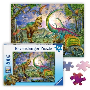 Ravensburger Realm of The Giants 200 Piece Jigsaw Puzzle Stunning Dinosaur Imagery TRex Velociraptor More Premium Quality Ideal Gift ScreenFree Fun MESH Accredited Kids Ages 8