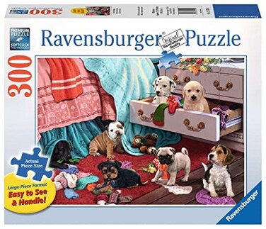 Ravensburger Mischief Makers Large Format 300 Piece Jigsaw Puzzle Premium Quality Unique Piece Shape Fun Group Activity Perfect for Adults and Kids
