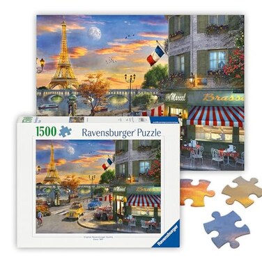 Ravensburger Romantic City of Paris 1500 Piece Jigsaw Puzzle Featuring a Quaint Oldtime City Street and The Eiffel Tower Frameable Premium Quality Puzzles for Adults