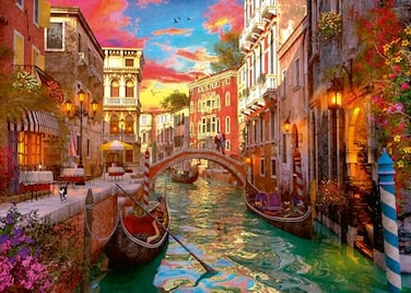 Ravensburger Venice Romance 1000 Piece Jigsaw Puzzle Stunning Vivid Colors Picturesque Venice Scene Bold Romantic and Bright Puzzles for Adults