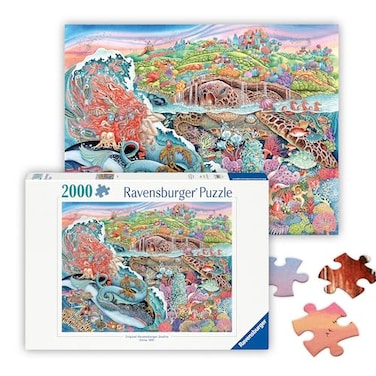 Ravensburger Thalassic Tale 2000 Piece Jigsaw Puzzle Stunning Sea Fantasy Whales Mermaids Mythical Sea Creatures Frameable Premium Quality Puzzles for Adults