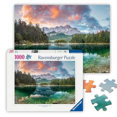 Ravensburger Eibsee Lake Germany 1000 Piece Jigsaw Puzzle Stunning Peaceful Lake at Sunrise Majestic Mountains Lush Forest Ideal Gift Frameable Art Puzzles for Adults
