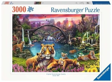 Ravensburger Tigers in Paradise 3000 Piece Jigsaw Puzzle Fantastic Beautifully Vivid Depiction of Tigers at Sunset Frameable Premium Quality Puzzles for Adults