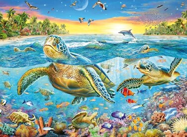 Ravensburger Swim with Sea Turtles Jigsaw Puzzle 100 Unique Pieces Technology Ideal for Kids Age 48 FSC for Sustainability