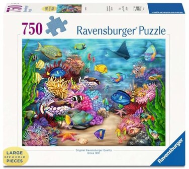Ravensburger Tropical Reef Life 750 Piece Large Format Jigsaw Puzzle Ideal for Adults and Kids Unique Softclick Technology Durable and GlareFree FSC