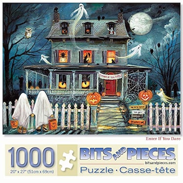 Bits and Pieces 1000 Piece Puzzles for Adults Enter if You Dare Large 20 x 27 Jigsaw Puzzles 1000 Pieces Haunted House Halloween No 2 Pieces Alike