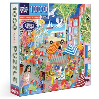 eeBoo 1000 Piece Puzzle Marketplace in France Jigsaw Puzzle for Adults Square 23 x 23 Made with Recycled Board VegetableBased Ink