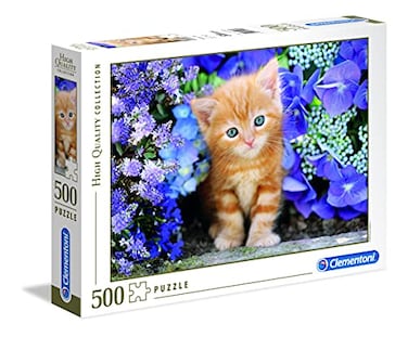 Clementoni Gattino Rosso Ginger Cat in Flowers 500 Piece Jigsaw Puzzle for Adults Collection