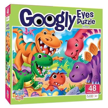 MasterPieces 48 Piece Jigsaw Puzzle for Kids 4 Years Dinosaurs with Googly Eyes Educational and Fun Game Gift Idea for Children 19 x 14