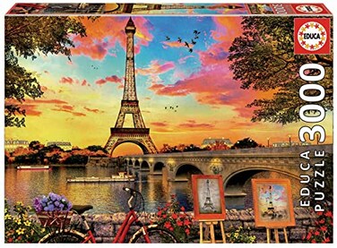 Educa Sunset in Paris 3000 Piece Jigsaw Puzzle Puzzle Glue Included Completed Image Measures 4725 x 335 Ages 14 17675