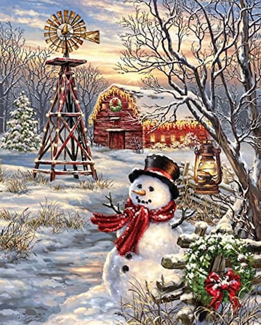 Springboks 1000 Piece Jigsaw Puzzle Winter Windmill Made in USA