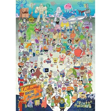 AQUARIUS SpongeBob SquarePants Puzzle 1000 Piece Jigsaw Puzzle Officially Licensed SpongeBob Merchandise CollectiblesGlare Free Precision Fit Virtually No Puzzle Dust20x28 Inches Multicolor