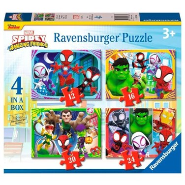 Ravensburger Spidey and His Amazing Friends Marvel Puzzle Set 4 Puzzles 12 16 20 24 Pieces Childrens Puzzle for 3 Years 70x50cm
