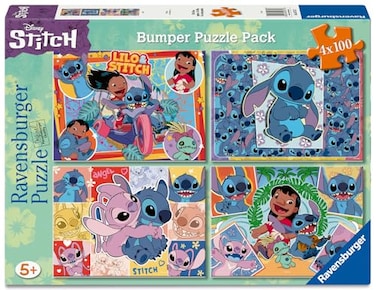 Ravensburger Disney Stitch Bumper Pack 4x100 Piece Jigsaw Puzzle for Kids Every Piece is Unique Pieces Fit Together Perfectly