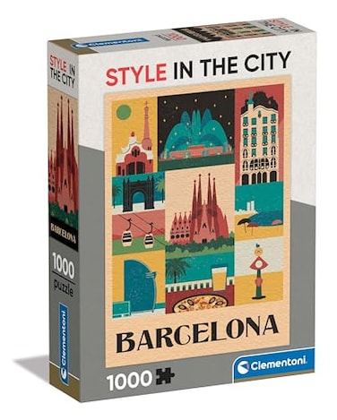 Clementoni Style in The City Barcelona 1000 Pieces City Puzzle Author Illustrations Vertical Fun for Adults Made in Italy Multicoloured 39847