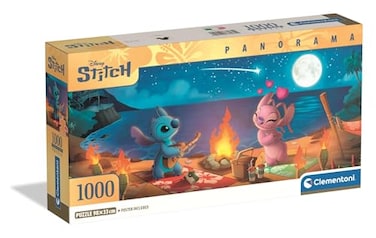 Clementoni Puzzle 1000 Pieces Panorama Disney Stitch Compact Box Puzzle for Adults 1499 Made in Italy 37061