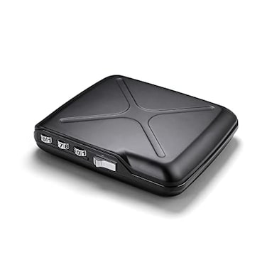 &Atilde;&ndash;GON -DESIGNS- Aluminum code wallet lockable with a 3 digit code RFID protection against fraud and demagnetization secured card holder