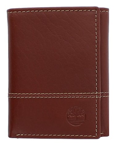 Timberland Mens Genuine Leather Rfid Blocking Trifold Wallet Cognac One Size